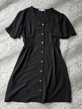 She + Sky Black Button-Front Mini Dress